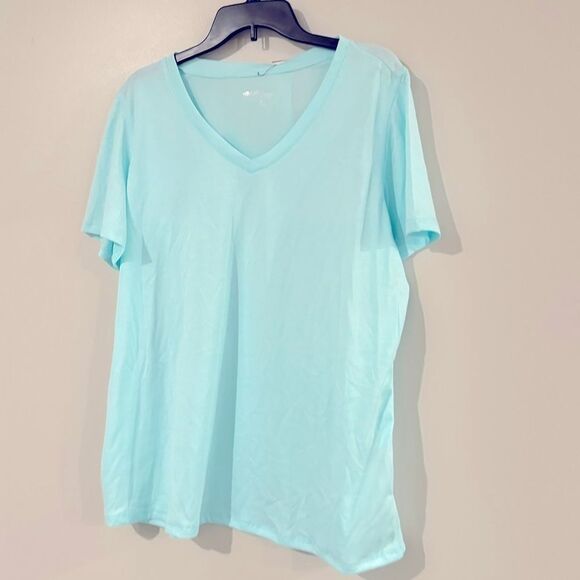 ID Ideology Women S Rapidry V Neck Performance T-Shirt Blue Size 1X aqua freeze - Picture 8 of 9